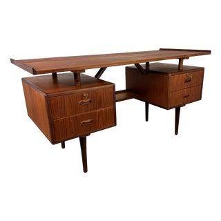 Mid-Century Danish Teak Desk attributed to Louis van Teeffelen for Wébé, 1950s For Sale