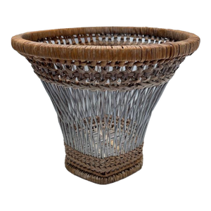 Antique Woven Wicker Cachepot