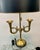 Late 20th Century Vintage Brass Dual French Horn Bouillotte Lamp Adjustable Black Tole Shade For Sale - Image 5 of 7