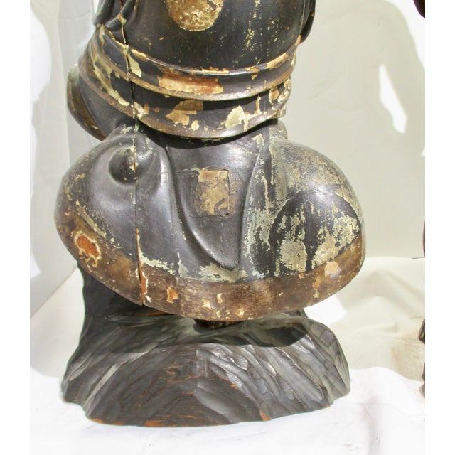Wood 17th Century Japanese Dharma Guardian Figurines - A Pair of 2 For Sale - Image 7 of 17