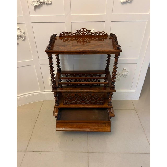 Mid 19th Century Antique Victorian Burr Walnut Canterbury Magazine Rack, 1860 For Sale - Image 5 of 13
