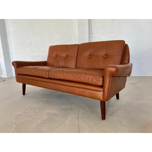 Brown Vintage Danish Mid-Century Svend Skipper 2 Person Cognac Leather Sofa For Sale - Image 8 of 15