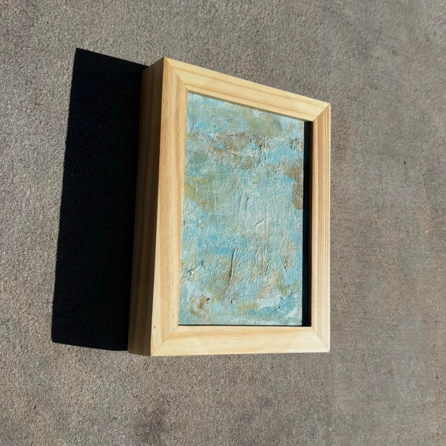 Vintage Boho Miniature Abstract Painting in Wood Frame For Sale In West Palm - Image 6 of 7
