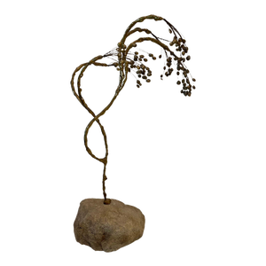 Vintage Brass Tree of Life Mounted on Rock Base, Signed
