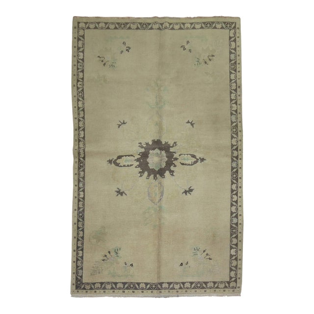 Neutral Vintage Turkish Oushak Rug 4' x 6' For Sale