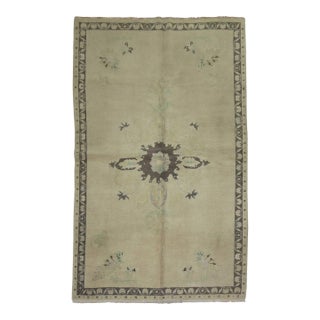 Neutral Vintage Turkish Oushak Rug - 4'6" x 6'7" For Sale