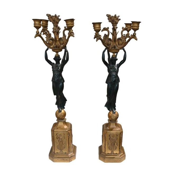 Empire Candelabra in Gilt and Patinated Bronze from Pierre-Philippe Thomire, Paris, 1810s, Set of 2 For Sale - Image 6 of 6