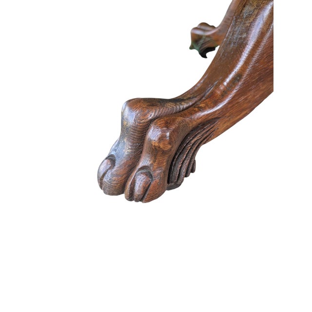Antique Carved Oak Lion Head Pedestal Dining Table With 3 Leaves - 42" to 69" For Sale - Image 10 of 16