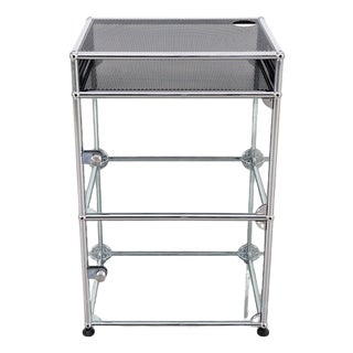 Hifi Metal Record Cabinet in Glass by Fritz Haller for USM Haller For Sale