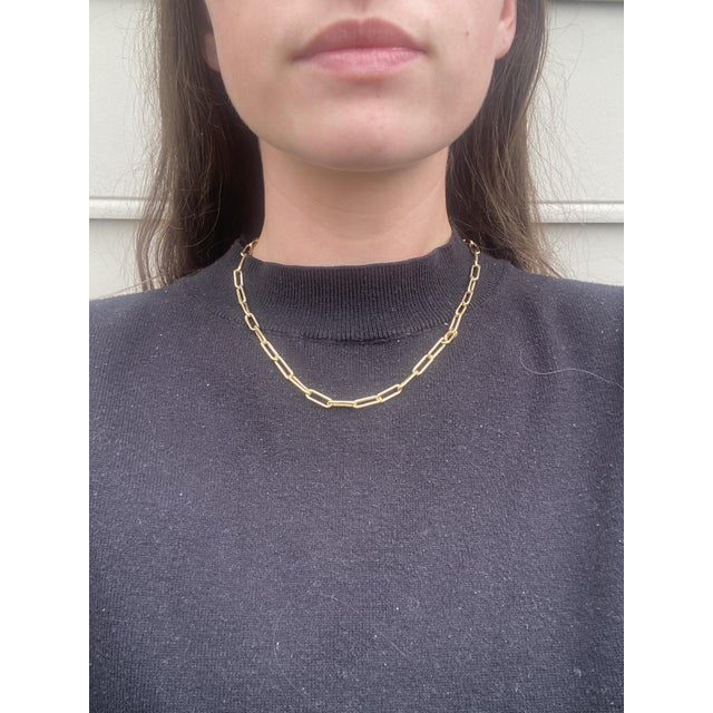 Oval Link Chain Necklace, 14k Yellow Gold, Length 20 In, Toggle Clasp For Sale - Image 4 of 4