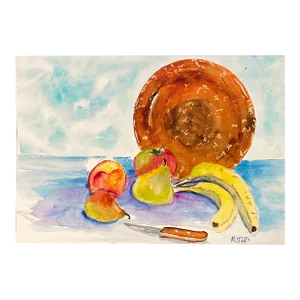1990s Martha Stiles Flirt Still Life Watercolor
