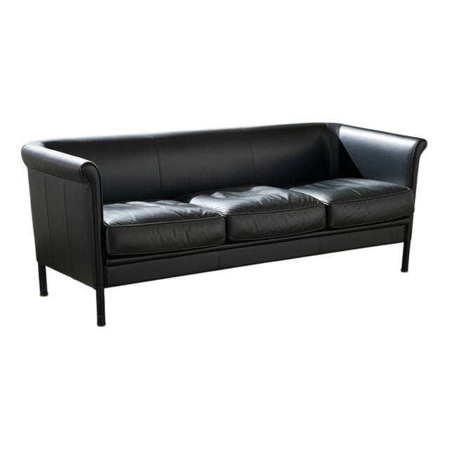 Vintage Italian Leather Sofa by Antonio Citterio for Moroso, 1980s For Sale