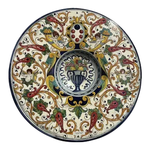 1990s Italian Hand-Painted Round Ceramic Wall Plate