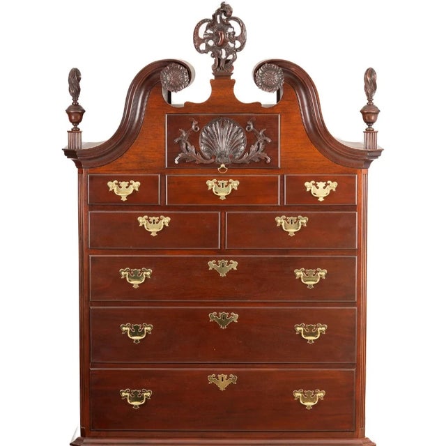 Store Item: BAKER Colonial Williamsburg Collection Chippendale Mahogany Highboy "Rare" Description: Copied from an 18th...