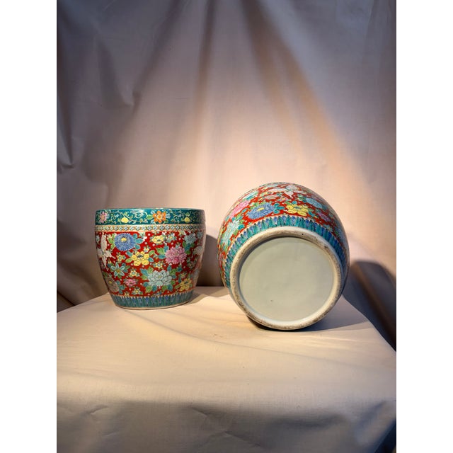 Japanese Pair of Japanese Porcelain Planters For Sale - Image 3 of 5