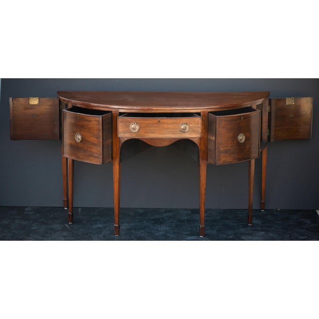 English English Demilune Sideboard of Inlaid Mahogany From the Regency Period For Sale - Image 3 of 11