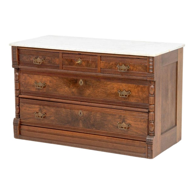 American Victorian Marble Top Chest of Drawers For Sale