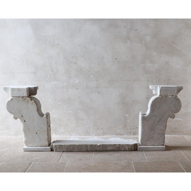 Antique Baroque Marble Console Table with Glass Top For Sale - Image 14 of 16