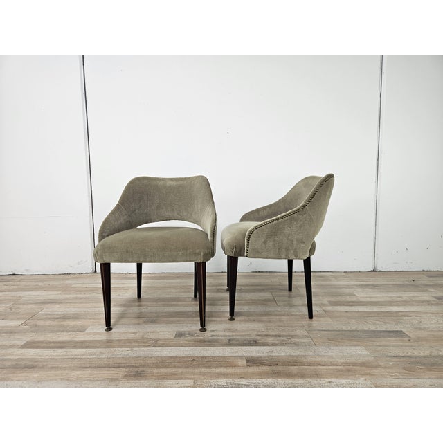 Fabric Armchairs with Wooden Legs and Adjustable Brass Feet, 1960, Set of 2 For Sale - Image 4 of 14