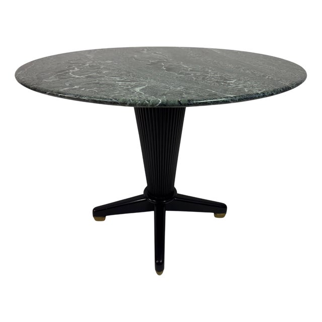 Ebonised Centre Table with Verde Alpi Marble Top, Italy, 1950s For Sale