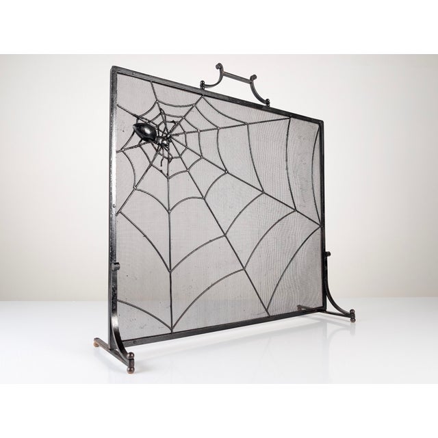 Wrought Iron Spark Fender with Spider Sculpture, 1970s For Sale - Image 15 of 18