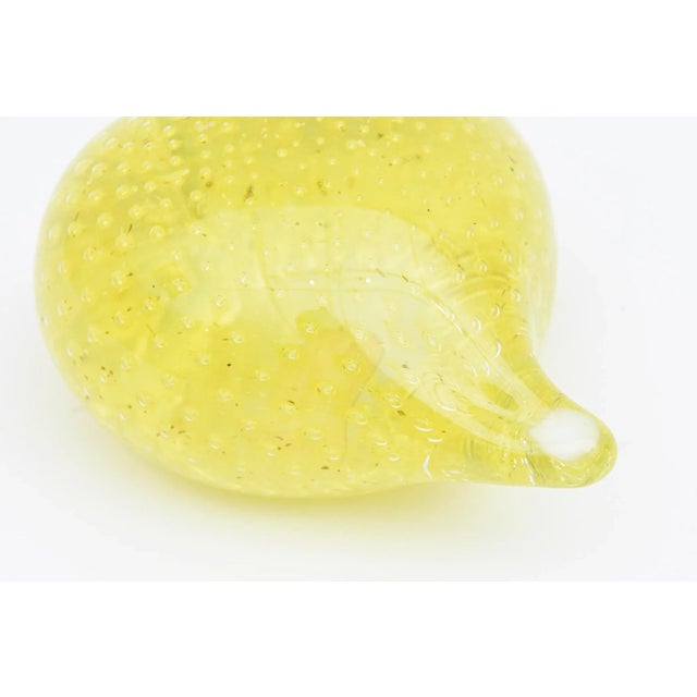 Mid Century Modern Murano Yellow Bullecante Bubble Paperweight Italy, 1950's For Sale - Image 4 of 12