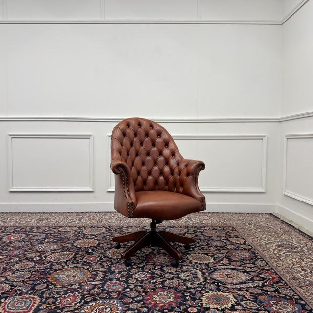 Brown Classic English Chesterfield Director Chair For Sale - Image 8 of 8