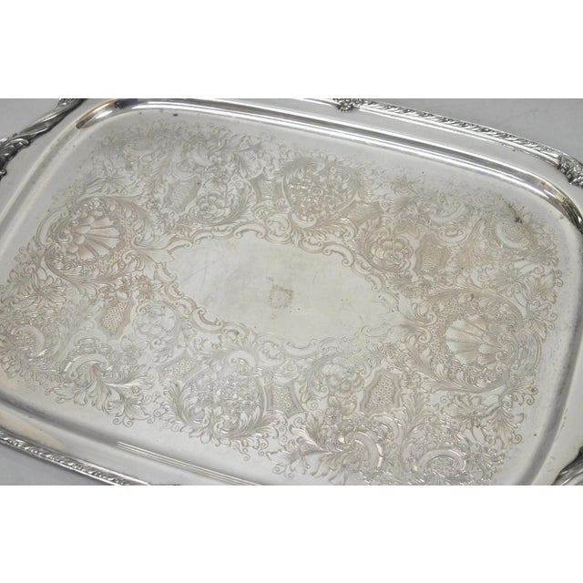 Metal Vintage 1847 Rogers Bros Heritage 9492 Large Silver Plated Serving Platter Tray For Sale - Image 7 of 14