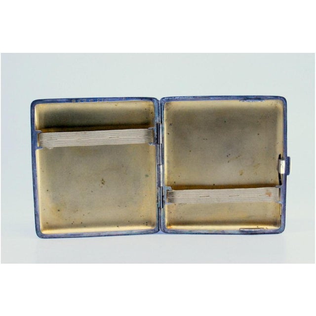 Metal Fluted Silver Cigarette Case with Gold Interior For Sale - Image 7 of 9
