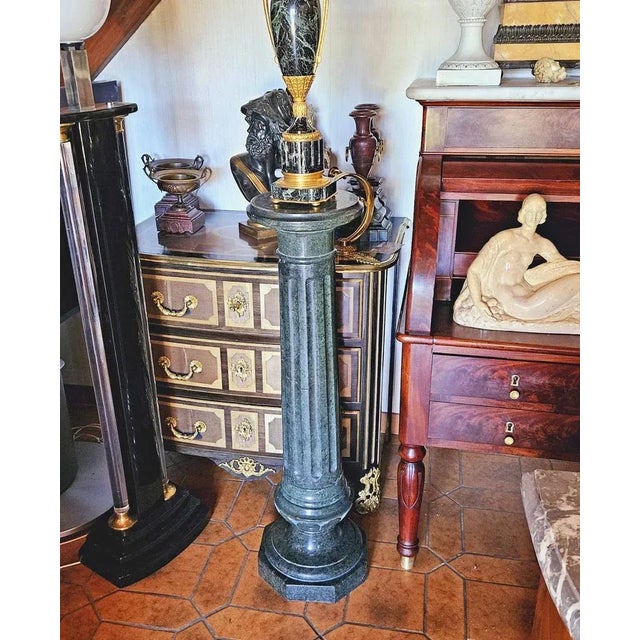 Italian Green Marble Column For Sale - Image 4 of 10