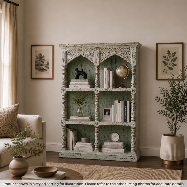 Step into a world of curated elegance and soulful artistry with our breathtaking Handcrafted White Wood Bookcase. This...
