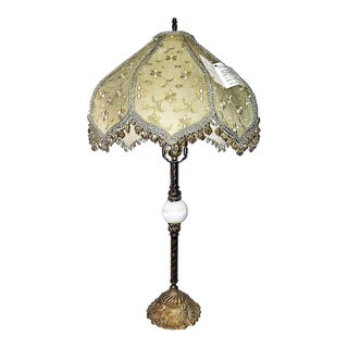 1980s Belle Epoque Brass and Onyx Table Lamp For Sale
