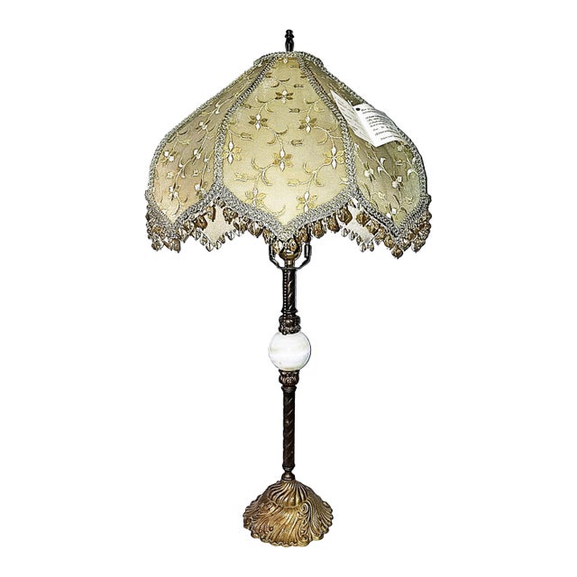 1980s Belle Epoque Brass and Onyx Table Lamp For Sale