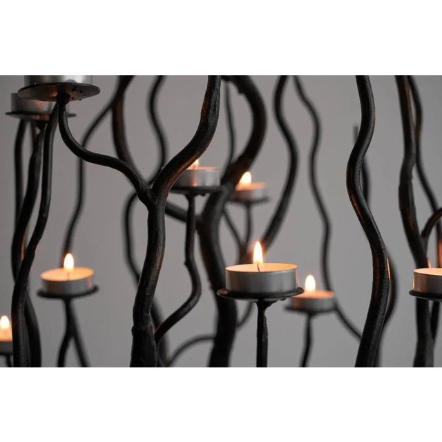 Large Tree Shaped Candleholder in Hand Forged Steel 1970s This well sized hand forged candle holder is wonderfully shaped...