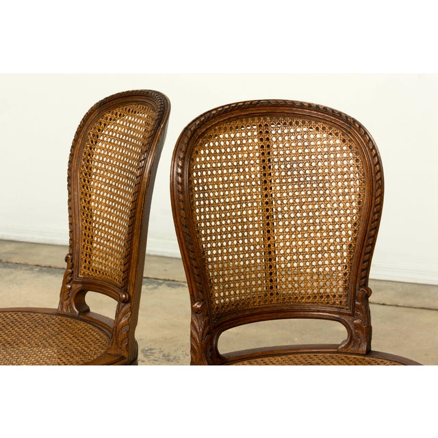 Wood Set of Six Mid-19th Century French Napoleon III Carved Oak and Cane Dining Chairs For Sale - Image 7 of 18