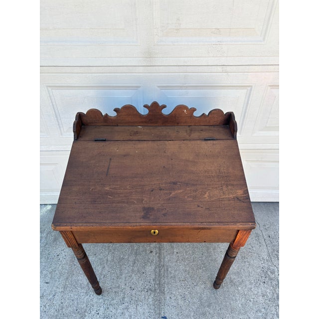 Wood Antique Primitive Blanket Chest on Stand | Early American Dough Box Table | Rustic Colonial Storage Chest For Sale - Image 7 of 11