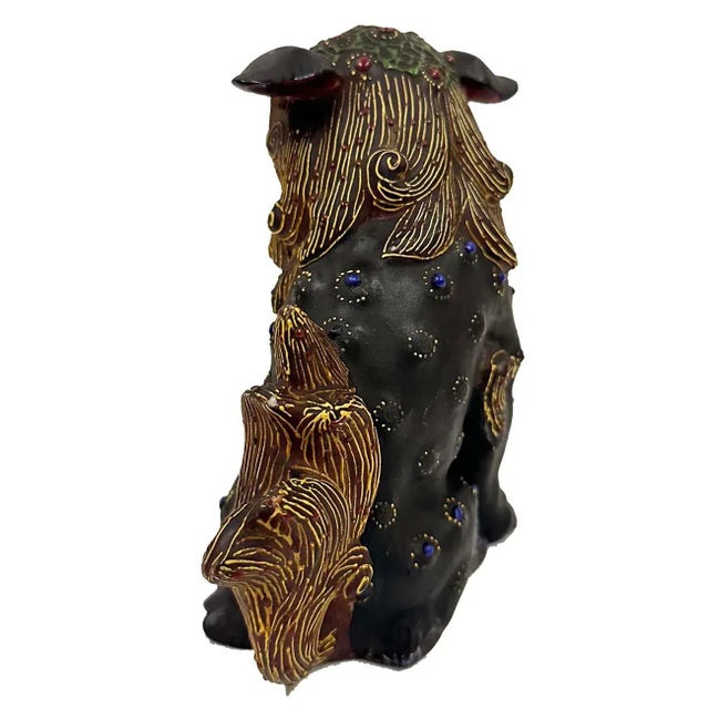 Early 20th Century Vintage Japanese Satsuma Colorful Foo Dog Statue For Sale - Image 5 of 8