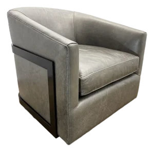 Rh Reginald Leather Swivel Chair Berkshire Leather in Pewter | Bronze