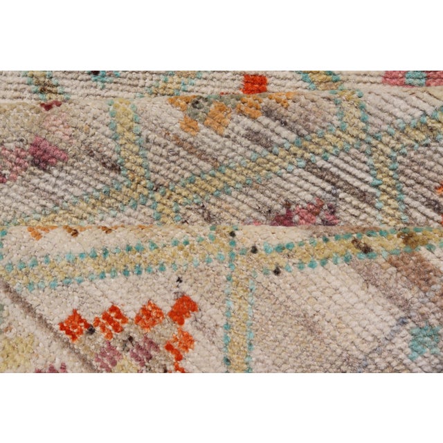 Modern Tulu in Wool With Sub-Geometric Diamond Design in Multicolor 2'8 X 9'8 For Sale - Image 10 of 11