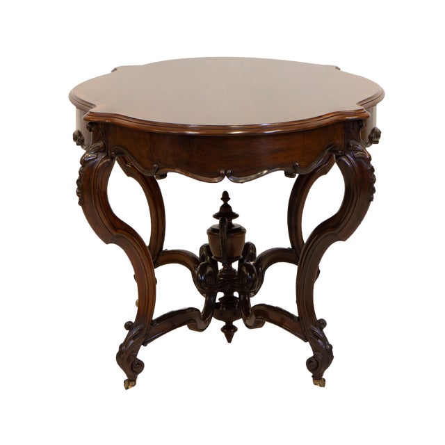 Victorian Rosewood Rococo Revival Carved Centre Hall Table, 1850s For Sale