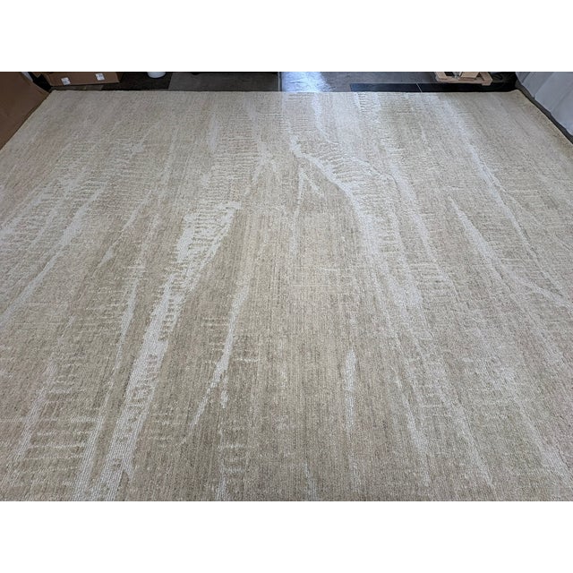 RH Restoration Hardware Strati Hand-Knotted Wool Rug — 10' × 14' Sand | Himalayan Highland Wool | High-Low Textural Design...