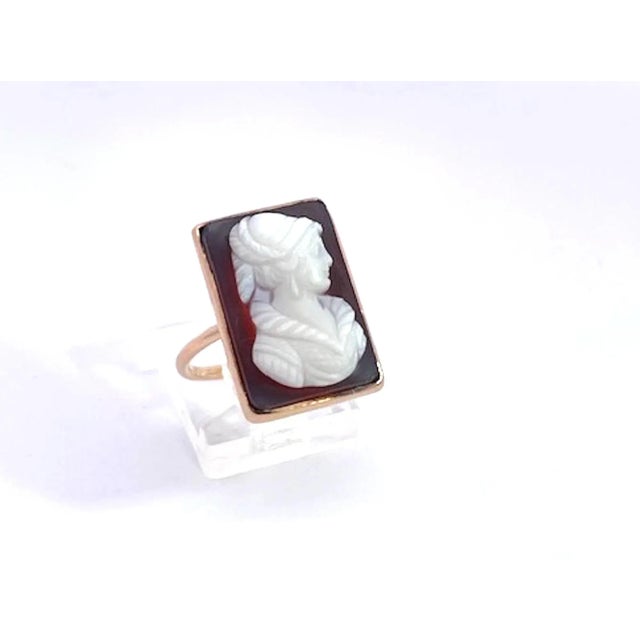 Late 19th Century Hardstone Cameo Ring 14k Yellow Gold, Size 6.5 For Sale - Image 4 of 9