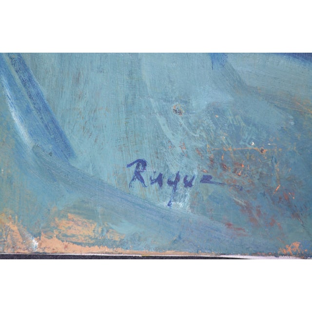 Rayuz (20th Century) “Blue Reclining Nude”, Oil on Canvas, Signed For Sale - Image 10 of 11
