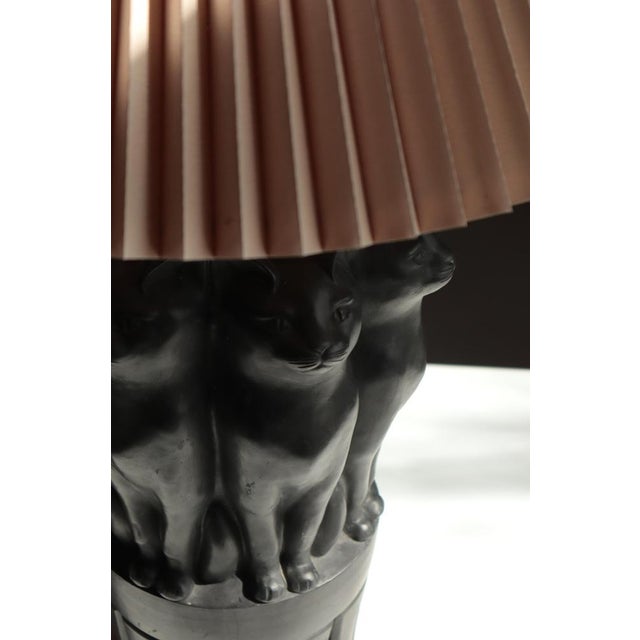 Large Art Nouveau Danish Table in Black Terracotta with Cats by L. Hjort, 1910s For Sale - Image 15 of 16