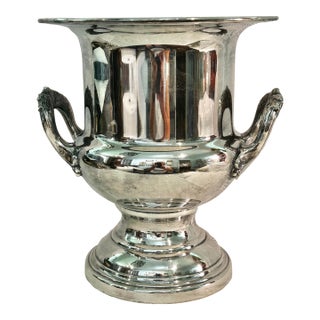 Vintage Silver Plate Trophy Form Champagne Ice Bucket With Removable Liner For Sale