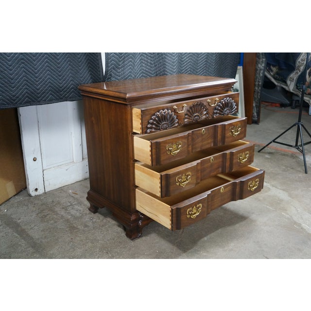 1970s Harden Georgian Chippendale Style Cherry Goddard Block Front Chest of Drawers For Sale - Image 9 of 18
