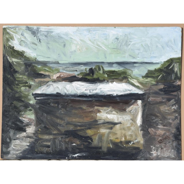 Dieter nuhr *1960 wesel ‘hut on the shore’ signed & dated lower right (1985) acrylic on hardboard – unframed size: 105 x...