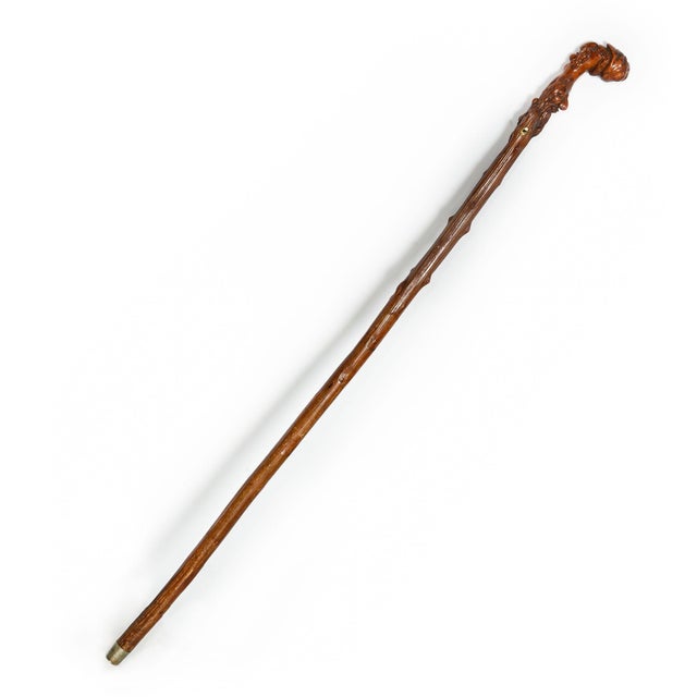 Early 20th Century Antique Folk Art Carved Walking Stick Whistle Cane For Sale - Image 4 of 18
