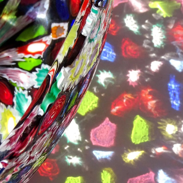 Mid 20th Century Fratelli Toso Murano Vintage Millefiori Flowers Bullseye Mosaic Italian Art Glass Tall Oval Bowl Vase For Sale - Image 5 of 10