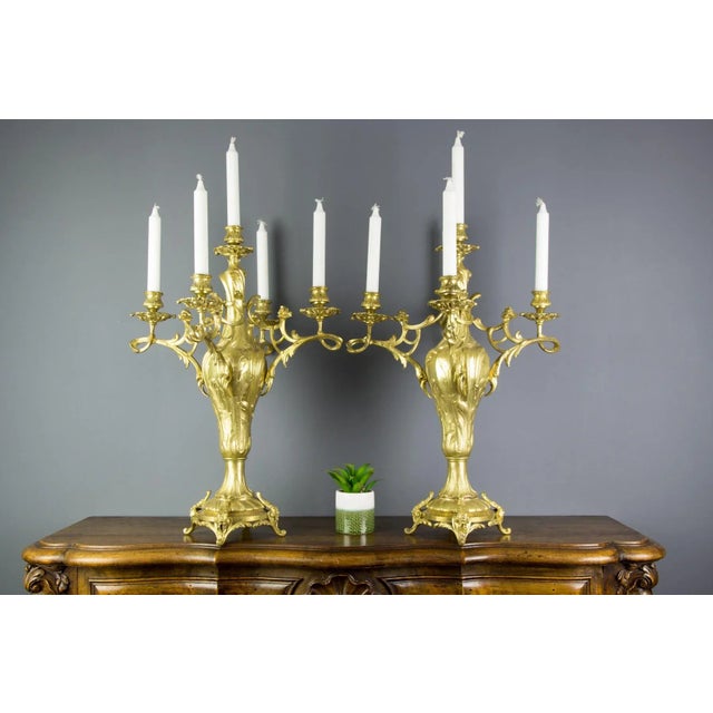 Large Louis XV Style Bronze Candleholders, 1920s, Set of 2 For Sale - Image 11 of 18